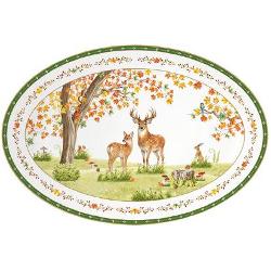 Adu frumuse&539;ea naturii &537;i farmecul p&259;durilor de poveste la masa ta cu platoul din por&539;elan Easy Life colec&539;ia Fairy Forest o pies&259; elegant&259; &537;i rafinat&259; inspirat&259; de lini&537;tea &537;i culorile calde ale toamneiRealizat din por&539;elan alb platoul impresioneaz&259; prin forma sa oval&259; cu margini u&537;or ondulate 