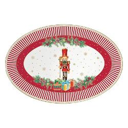 Adu magia pove&537;tilor de Cr&259;ciun la masa de s&259;rb&259;toare cu platoul din por&539;elan Easy Life colec&539;ia Christmas Teddy o pies&259; elegant&259; &537;i plin&259; de farmec care &icirc;mbin&259; rafinamentul por&539;elanului cu veselia decora&539;iunilor festiveRealizat din por&539;elan alb platoul impresioneaz&259; prin forma sa oval&259; cu margini 