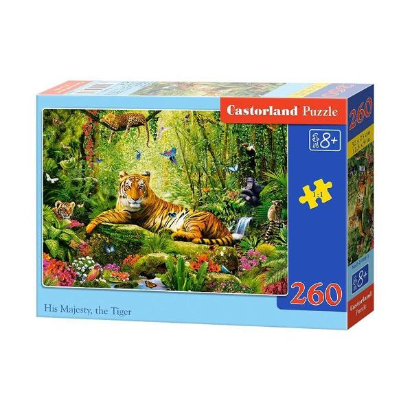 Puzzle de 260 piese cu His Majesty the Tiger Dimensiunea cutiei 245×175×37 cm Dimensiunea puzzle-ului 32×23 cm Recomadat pentru varste de la 8 ani