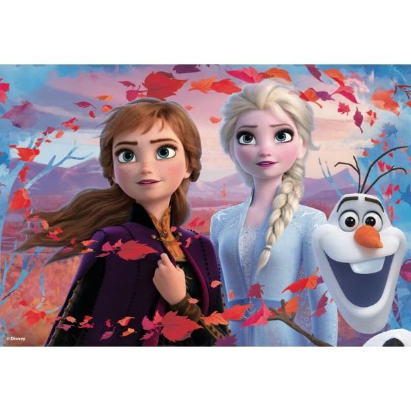 Bucura-te de momente pline de distractie in timp ce reconstruiesti cele mai frumoase scene din filmul Frozen 2 folosind cele patru puzzle-uri fiecare avand 48 de piese Puzzle-ul maxi de podea este special avand o parte cu o imagine de colorat si o parte de asamblatVei trai o experienta minunata alaturi de personajele indragite din Frozen indiferent de alegerea ta Poti sa-ti pui abilitatile artistice la lucru si sa colorezi imaginile sau sa imbini piesele puzzle-ului pentru a 