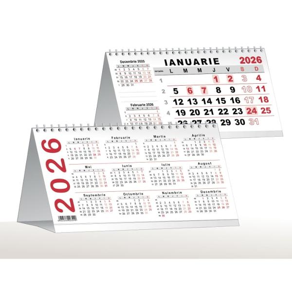 13 file tiparite cu o grafica deosebita cu posibilitate de vizualizare usoara sustinute de un suport ferm din caton 350gmp si cu spira metalica plastifiata netoxica 