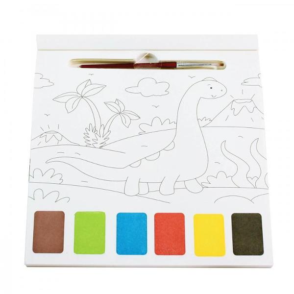 Carte de colorat cu acuarele Dinozauri contine 6 culori de acuarela 1 penson 20 de pagini