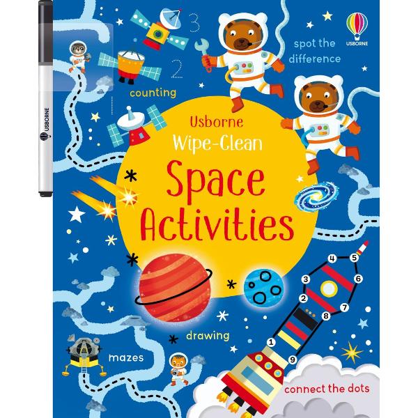 Spot the differences between space suits find shooting stars join the dots on a space station and much more in this out-of-this-world activity book The activities are designed to help young children develop their counting observation and pen control skills and the durable wipe-clean pages mean the book can be enjoyed again and again 