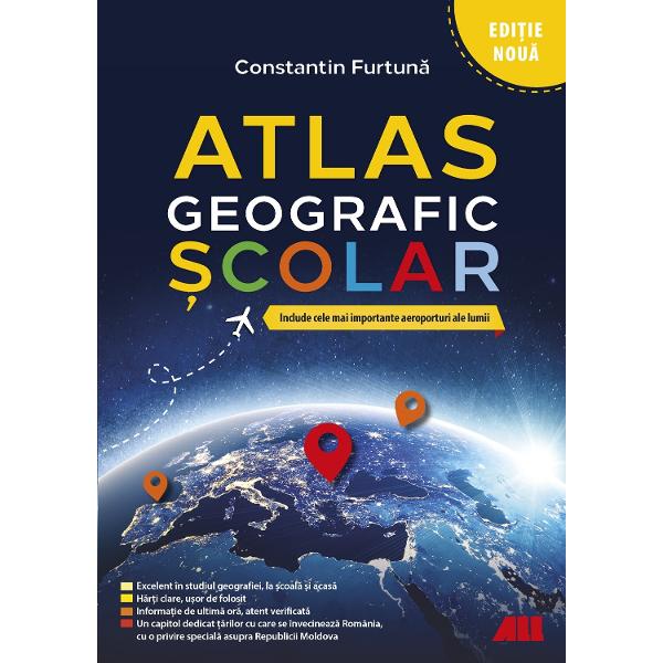 Edi&539;ie nou&259; în conformitate cu programa &537;colar&259;Atlasul geografic &537;colar al lumii realizat de Constantin Furtun&259; este singurul atlas de acest tip din România actualizat cu informa&539;ii de ultim&259; or&259; atent verificateAtlasul a fost creat în acord cu programa &537;colar&259; &537;i se adreseaz&259; cadrelor didactice de specialitate elevilor &537;i studen&355;ilor dar 