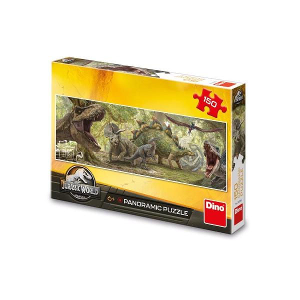 Alegerea unui dinozaur preferat poate fi foarte dificila Pentru a va usura alegerea va oferim un puzzle panoramic cu 150 de piese care include mai multe tipuri de dinozauri din Jurassic WorldCaracteristici- T-rex stegosaurus triceratops si alte creaturi disparute vor aparea adaugand piesa cu piesa pentru a forma imaginea finala Formatul panoramic al puzzle-ului il face perfect pentru decorare dupa ce imaginea finita o fixati prin lipire- Puzzle-ul are 150 