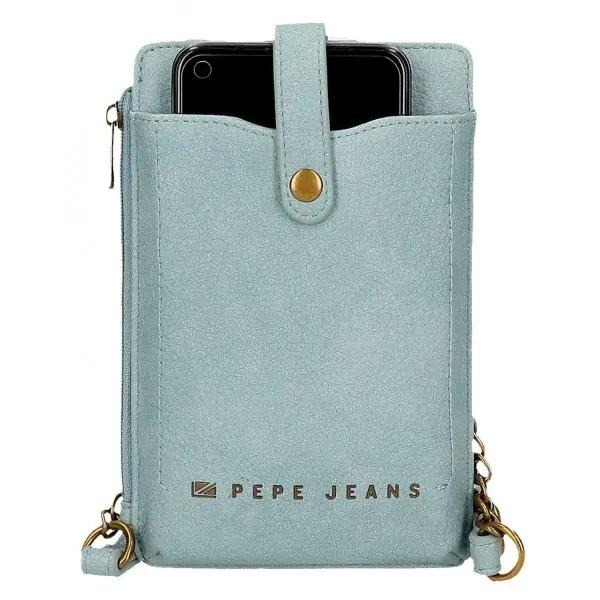 Geanta de telefon pentru femei Pepe Jeans Diane albastruCuloare albastruDimensiune 95x165 cmMaterial piele ecologicaCompartiment special pentru bacnote carduri monede telefonMultiple compartimentelungimea baretei este de aproximativ 75 cmInchidere cu fermoar  capsaSistem protectie card RFID sloturi card portmoneuGeanta poate fi transportata pe umar cu ajutorul bareteiStil casual si de zi cu 