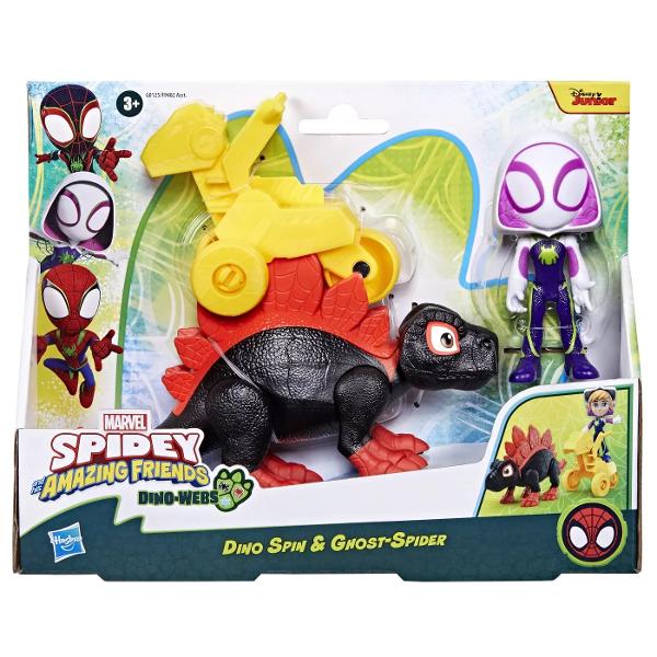 Alaturati-va echipei Spidey in cele mai recente aventuri cu pachetele de 2 figurine de actiune Marvel Spidey and His Amazing Friends Super Hero Aceste seturi de figurine Marvel includ fiecare o figura de actiune cu erou de 10 cm precum si o figura de dino care poate fi pozitionata la scara mare Figurile Hero prezinta costume actualizate cu decor Dino-Webs precum si actiunea Hero Reveal Pur si simplu ridicati mastile figurilor pentru a le dezvalui fetele E timpul sa treci in actiune 