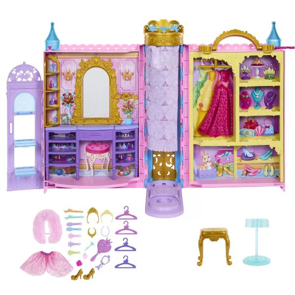 Cu moda accesoriile si multa joaca in casa setul de joc Ready for the Ball este locul perfect pentru ca orice papusa Disney Princess nu este inclusa sa se pregateasca Setul include un toc cu oglinda cu doua fete dressing cu perdea si o pista pentru a arata tinute regale - plus 2 modele 25 de accesorii si mult spatiu pentru a le depozita Acesta se poate inchide de asemenea si are un exterior frumos cu detalii inspirate de printese si un maner pentru o joaca usoara pe drum Culorile si 