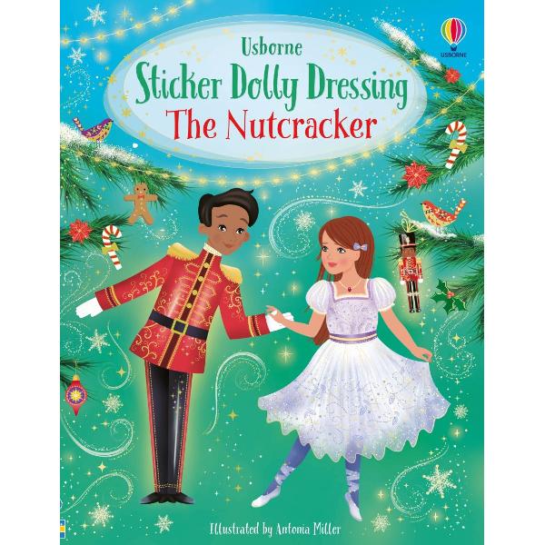 Use the stickers to dress the doll characters in this exciting version of the The Nutcracker ballet Claras uncle gives her a wooden nutcracker doll for Christmas which after a battle with the evil Mouse King transforms into a real-life prince Clara and the prince travel through a forest filled with twirling snowflakes before arriving the kingdom of the Sugar Plum Fairy where trees are made of candy floss cupcakes and candy canes Clara eventually returns home Has 