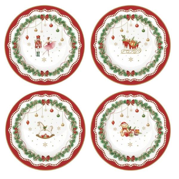 Set cu 4 farfurii de portelan Magie de Noel 19 cm Easy Life R1100mnoe