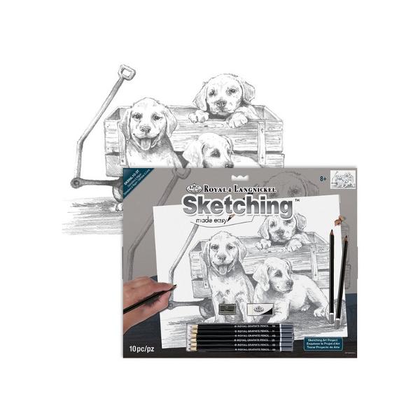 Set pentru realizarea unui desen in creion - Dalmatieni in vagonet este un set&nbsp;Sketching Made Easy&nbsp;este dedicat realizarii unui desen in creion fiind&nbsp; ideal pentru tinerii artisti fara experienta in acest domeniu Tema care este deja schitata pe un sablon de 29 x 39 cm face ca procedeul de aplicare a umbrelor sa fie foarte usor de realizatUmbrele si luminile sunt cele ce dau forma unui obiect asa ca este important sa fiti atenti la acestea si sa le 