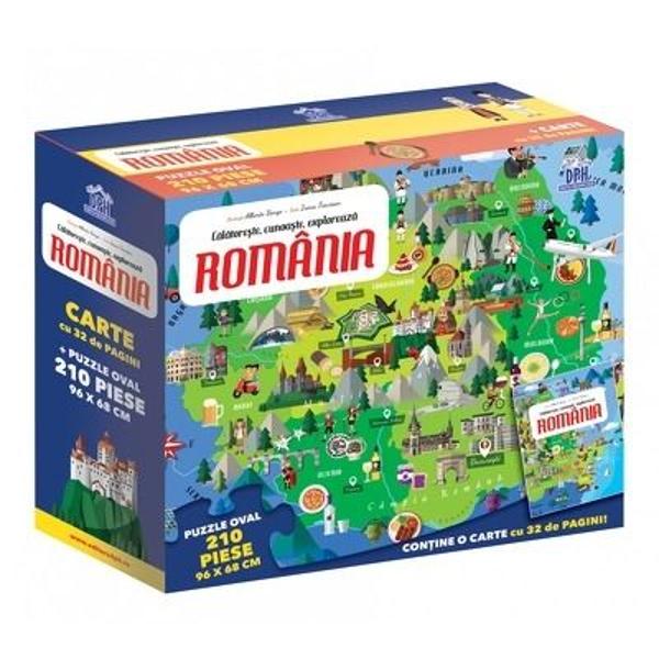 Descoper&259; curiozit&259;&355;ile &351;i minun&259;&355;iile Rom&acirc;niei Exploreaz&259; castelele Transilvaniei str&259;zile animate ale Bucure&351;tiului m&259;n&259;stirile din Bucovina &351;i atelierele me&351;terilor din Maramure&351; De la Dun&259;re la Marea Neagr&259; de la Carpa&355;i la viile Subcarpa&355;ilor las&259;-te purtat de frumuse&355;ile de parfumurile &351;i de c&acirc;ntecele unei &355;&259;ri extraordinare Puzzle cu Harta 