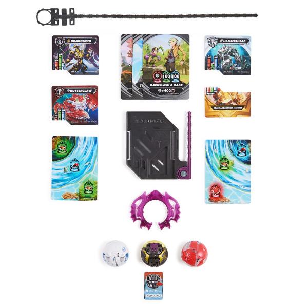 Acest set include 1 Bakugan Atac Special prin Rotire si 2 bile Bakugan de baza plus carti de joc pentru a intra in actiune Foloseste cardul de lansare si cordonul de lansare incluse pentru a activa Bakugan-ul rotitor Combina-ti Bakugan-ul cu ajutorul sistemului de legare a bilelor in mai multe parti Pur si simplu prinde partea de sus a personajului de partea de jos sisau inelul armei Atac Special si pregateste-te de lupta Cu cat colectionezi mai multe cu atat mai multe vei putea 