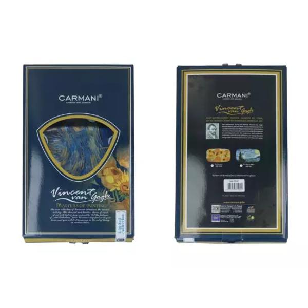 Un platou elegant cu un motiv inspirat din operele lui Van Gogh Calitatea sa înalt&259; îi permite s&259; fie tratat atat ca un obiect de decor dar &537;i pentru utilizare zilnicaDimensiune30x22cmGreutate net&259;12 kg