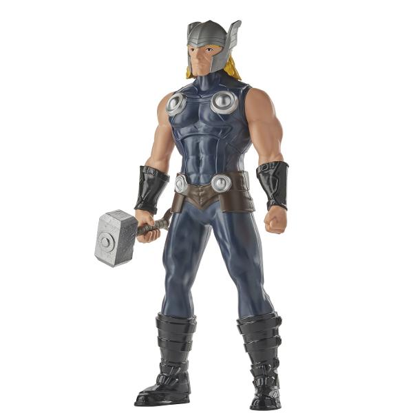 Cu figurinele de actiune Marvel de 24 cm de la Hasbro copiii isi pot imagina actiunea si aventurile Universului Marvel ca super-eroul lor preferat Dispunand de un design clasic si mai multe puncte de articulatie pentru distractie deplina copiii se pot preface ca au propriile lor aventuri Marvel captivante si pline de actiune Acest pachet contine personajul Thor