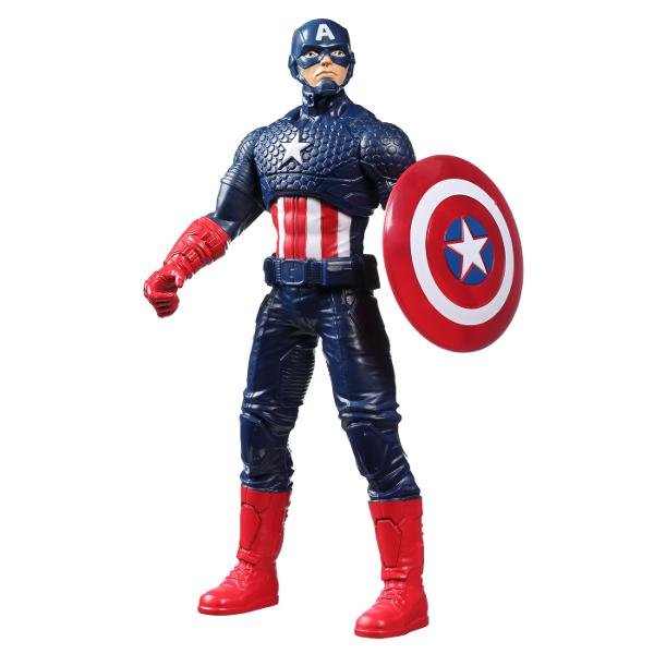 Cu figurinele de actiune Marvel de 24 cm de la Hasbro copiii isi pot imagina actiunea si aventurile Universului Marvel ca super-eroul lor preferat Dispunand de un design clasic si mai multe puncte de articulatie pentru distractie deplina copiii se pot preface ca au propriile lor aventuri Marvel captivante si pline de actiune Acest pachet contine personajul Captain America