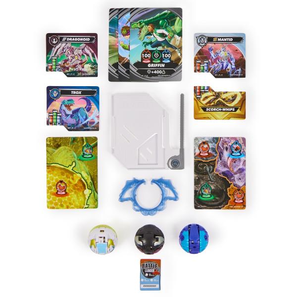 Acest set include 1 Bakugan Atac Special prin Rotire si 2 bile Bakugan de baza plus carti de joc pentru a intra in actiune Foloseste cardul de lansare si cordonul de lansare incluse pentru a activa Bakugan-ul rotitor Combina-ti Bakugan-ul cu ajutorul sistemului de legare a bilelor in mai multe parti Pur si simplu prinde partea de sus a personajului de partea de jos sisau inelul armei Atac Special si pregateste-te de lupta Cu cat colectionezi mai multe cu atat mai multe vei putea 