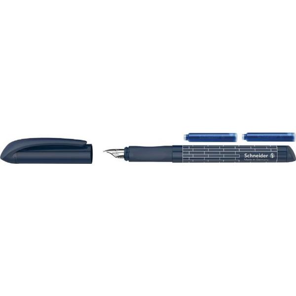 Stiloul Schneider Easy este un instrument perfect pentru cerintele scolare cu un design modern in culori vibrante si model geometric Corpul realizat din plastic este suplimentat de un manson cauciucat ergonomic astfel incat priza stiloului sa fie intotdeauna corecta si confortabila Rezultatul este un scris fluent usor si frumos gratie penitei din otel inoxidabil • Penita din otel inoxidabil tip 