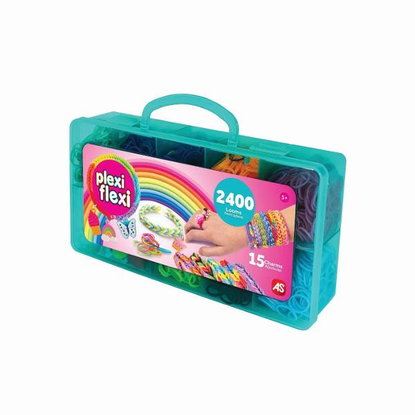 Trusa de artizanat intr-o cutie cu 2400 de elastice colorate si 15 modele diferite de accesorii pentru decorare Creati bratari unice si colorate inele si alte accesorii si faceti-le si mai impresionante prin adaugarea de accesorii colorate in modele unice Perfect pentru copiii care iubesc mestesugurile si vor sa isi exprime creativitatea Disponibila in 2 culori diferite si la moda ale carcasei cutia actioneaza ca un spatiu de depozitare si face mai usor pentru copil sa ia cu el toate 