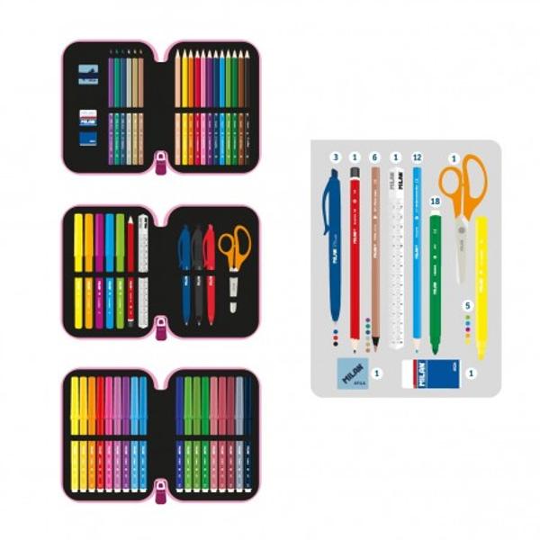 Organizeaz&259;-&539;i rechizitele într-un mod eficient &537;i stilat cu penarul MILAN cu 3 fermoare din colec&539;ia Roller 2 Inspirat de patinele retro cu patru ro&539;i designul acestui penar combin&259; tonuri de albastru mu&537;tar &537;i roz oferind un look vesel &537;i dinamicCaracteristici principale&9989; Compartimentare 3 fermoare pentru organizare eficient&259;&9989; Penarul 