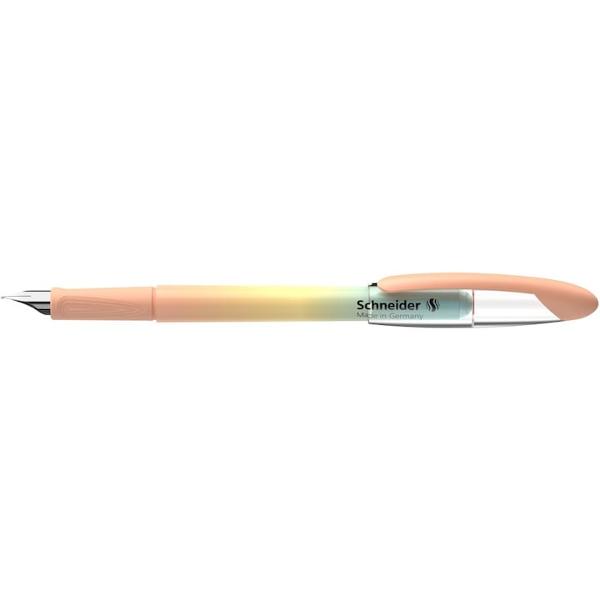 Stiloul Schneider Voyage este un instrument perfect pentru cerintele scolare cu un design actualizat in 2025 imprimat cu tonuri gradient de roz pastelCorpul realizat din plastic este suplimentat de un manson cauciucat ergonomic astfel incat priza stiloului sa fie intotdeauna corecta si confortabila Rezultatul este un scris fluent usor si frumos gratie penitei din otel inoxidabilPenita din otel inoxidabilZona de prindere cu manson ergonomicCorp din plastic 