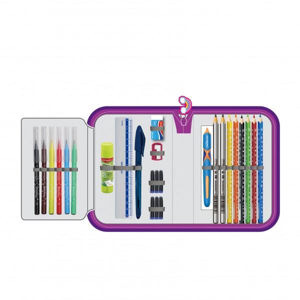 Penar Echipat Keyroad KR971816 1 Fermoar 1 Extensie Roz - Magie Unicorn &537;i Organizare Perfect&259;Penarul echipat Keyroad KR971816 roz este perfect pentru feti&539;ele care ador&259; unicornii oferind un design magic cu imprimeu Unicorn &537;i 20 de piese esen&539;iale Cu un fermoar &537;i o extensie acest penar asigur&259; organizarea eficient&259; a instrumentelor de scris &537;i desen transformând fiecare zi într-o aventur&259; 
