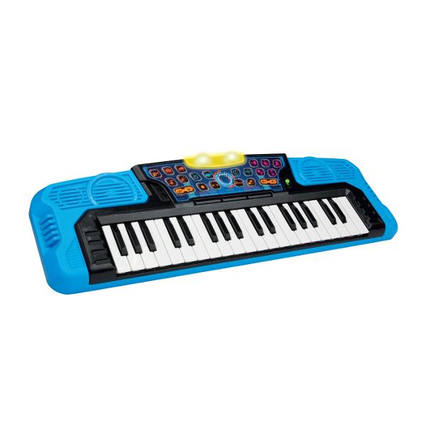 Winfun Orga Electronica este un jucarie muzicala ideala pentru cei mici Are 37 de clape cu lumina intermitenta 5 selectii de instrumente 4 sunete de tobe si 5 ritmuri de dans pentru a adauga un plus de distractie Copiii se pot distra cu melodiile demonstrative si efectele sonore speciale incluse Orga este echipata cu functii de inregistrare oprire si redare astfel incat cei mici pot crea propriile lor melodii Cu un design colorat si usor de utilizat aceasta orga ajuta la dezvoltarea 