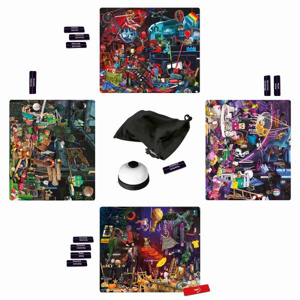 Jocul contine 6 planse 150 carduri cu obiecte16 carduri de actiuni 1 saculet din panza1 sonerie brosura cu instructiuni Joc de Societate Obiecte Ascunse Underground Aventura incepe sub pamant Exploreaza tuneluri misterioase camere secrete si pasaje ascunse in cautarea obiectelor pierdute Un joc captivant de observatie si logica perfect pentru intreaga familie sau pentru o seara distractiva cu prietenii Fii rapid atent si descopera toate obiectele inaintea celorlalti Esti pregatit 