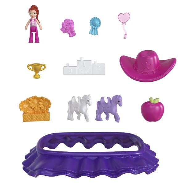 Gentutele Polly Pocket detin lumi mici cu surprize mari in interior pe care fetele si baietii le pot duce oriunde Fiecare jucarie portabila prezinta la exterior o forma adorabila de animal cu un detaliu de joaca interactiv cei mici pot combina accesoriile pentru a ingriji animalul de cate ori doresc Cand au terminat de decorat exteriorul copiii pot deschide carcasa pentru a dezvalui o papusa mai multe functii de joaca din mers si mai mult de 10 accesorii Arunca o petrecere de pijama pentru 