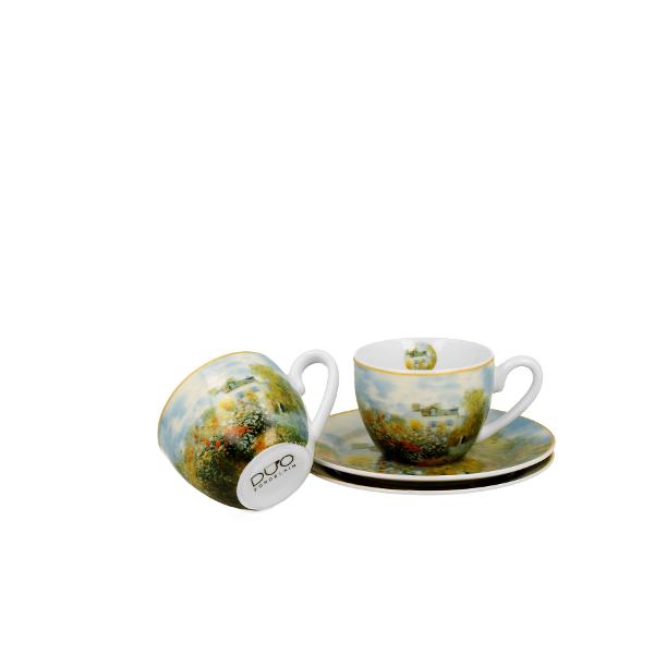 Set cu dou&259; ce&537;ti de espresso cu farfurioare THE GARDEN AT ARGENTEUIL inspirate de C Monet parte a seriei Art Gallery  realizate din por&539;elan de calitate superioar&259; caracterizate printr-o culoare alb-crem elegant&259; &537;i natural&259; cu o str&259;lucire delicat&259; precum &537;i o durabilitate excep&539;ional&259;Setul este decorat cu o reproducere a tabloului 