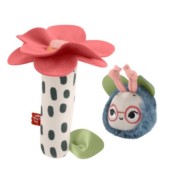 Set de 2 jucarii zornaitoare de plus pentru bebelusi cu detalii senzoriale pentru a antrena si a incanta simturile vizuale tactile si auditive in dezvoltare ale nou-nascutului &8203;Foloseste tesatura realizata din 7498 materiale plastice reciclate post-consum vine in ambalaj realizat cu hartie certificata FSC FSC C172210 2021 2-in-1 Albina se ataseaza de floare folosind o tesatura cu auto-inchidere pentru a crea o jucarie distractiva pentru copii Jucariile usor de apucat au 