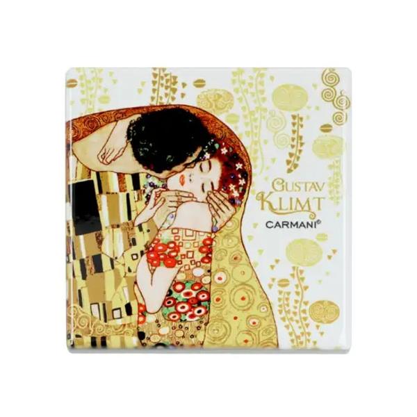 Suport pentru pahar – Ceramic&259; 10x10 cm Design Klimt – S&259;rutulTransform&259; fiecare pauz&259; de cafea într-un moment artistic cu acest suport ceramic decorat cu celebra lucrare S&259;rutul de Gustav Klimt Elegant &537;i 