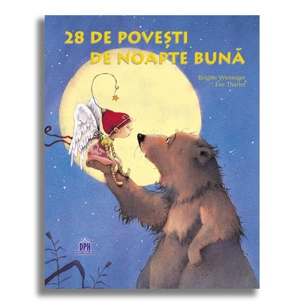Un &icirc;nger p&259;zitor un urs b&259;tr&acirc;n o lun&259; ca un fagure 28 de pove&537;ti de noapte bun&259; Copiii vor mereu "&icirc;nc&259; o poveste" &icirc;nainte de culcare Iat&259; o colec&539;ie frumoas&259; &537;i generoas&259; de pove&537;ti de noapte bun&259; nou-nou&539;e care le va &icirc;ndeplini dorin&539;a Cu 28 de pove&537;ti de noapte bun&259; pline de fantezie &537;i de visare aceast&259; carte r&259;spunde 