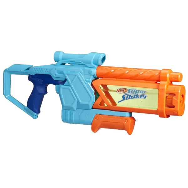 Blasterul cu apa Nerf Super Soaker Dunk-Fill Mega are un rezervor cu umplere instantanee astfel incat esti gata sa te lansezi pe suvoaie de distractie Designul inovator al rezervorului permite umplere super rapida pur si simplu scufunda-l si da drumul distractiei Nimic complicat doar scufunda rezervorul in apa si priveste cum se umple rapid Rezervorul transparent are capacitate de 1005 ml Scufunda rezervorul in apa si esti gata pentru jocuri cu apa in aer liber intr-o clipa Pompeaza 