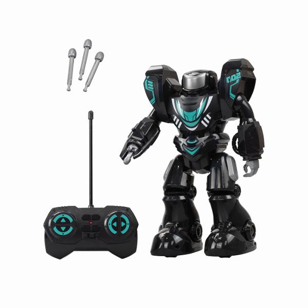 Robo Blast One Robot controlat de la distanta care trage Pregateste-te pentru distractie si emotie fara sfarsit cu ROBO BLAST ONE Telecomanda dimensiuni ergonomice Lansare mecanica puternica prin apasarea unui buton de pe brat 3 sageti sunt incluse in pachet Disponibil in 2 culori alb sau negru Dispune de telecomanda cu control in 4 cai Orice ai cauta intr-un robot suntem siguri ca il vei gasi in lumea robotilor Silverlit O gama larga de jucarii robotizate cu un singur scop comun 