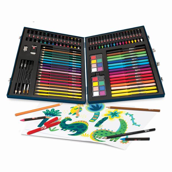 Indiferent cate culori ai avea nu sunt niciodata suficiente Trusa de desen de lux din lemn este un studio de pictura portabil cu 100 de accesorii pentru a picta ore intregi Contine toate instrumentele necesare pentru dezvoltarea imaginatiei si a creativitatii Creioane de desen markere acuarele creioane colorate culori pastelate si creioane colorate va asteapta sa va inspirati si sa creati modele frumoase de pictura Trusa are spatiu separat pentru fiecare accesoriu ajutandu-va sa 