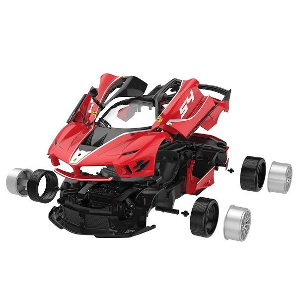 Kitul de Asamblare RC Ferrari FXX K EVO de la Rastar este o jucarie inovatoare si captivanta perfecta pentru copiii de peste 8 ani si pasionatii de masini Acest set DIY ofera o experienta interactiva completa permitand utilizatorului sa construiasca pas cu pas o replica detaliata a celebrului model Ferrari la scara 118 Kitul contine 92 de piese din plastic usor de imbinat precum si o telecomanda performanta ce functioneaza pe frecventa de 24 GHz asigurand un control precis si stabil 