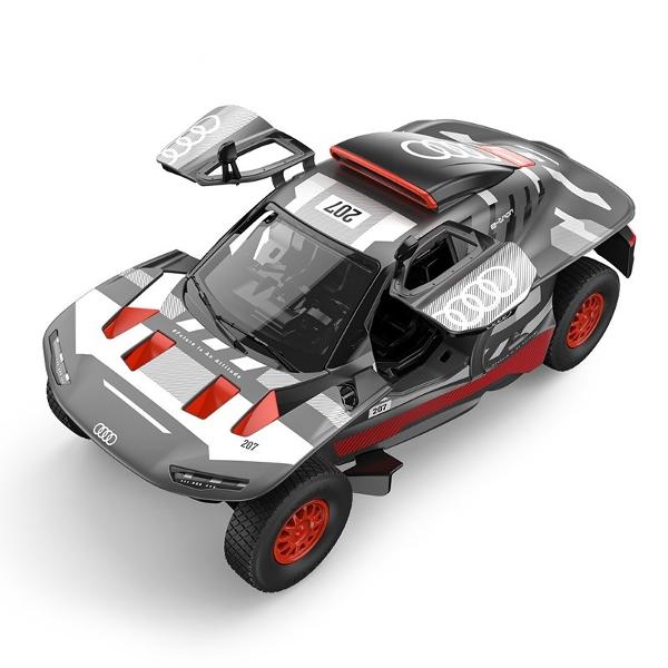 Masinuta AUDI RS Q E TRON scara 1 la 24 are proportiile ideale pentru momente pline de distractie si amuzament Masinuta metalica Audi RS Q E TRON scara 1 la 24 are anvelope de cauciuc si un design detaliat interior-exterior realizat din material metalic turnat cu accesorii realizate din material plastic portiere de calitate superioara Copilul dumneavoastra se poate juca in voie cu masina metalica Audi RS Q E TRON oferita de brandul international Rastar Nicio cursa nu este imposibil de 