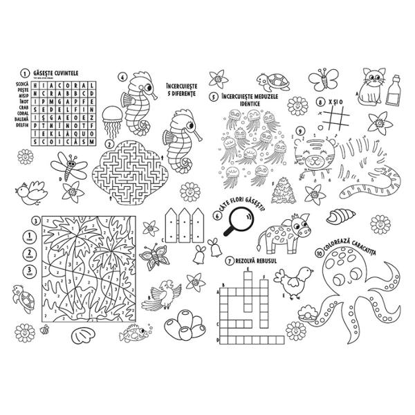 Copiii care &537;i-au dorit mereu s&259;-&537;i decoreze camera cu mânu&539;ele lor au acum o solu&539;ie creativ&259; care le satiisface &537;i pofta de joc dar le dezvolt&259; &537;i abilit&259;&539;ileMega-activit&259;&539;ile con&539;in câte 4 postere uria&537;e cu jocuri &537;i activit&259;&539;i numai bune de rezolvat colorat &537;i expus pe perete