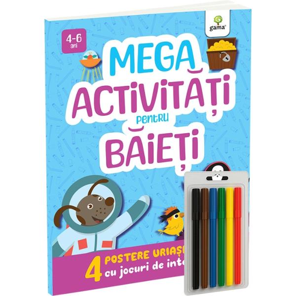 Copiii care &537;i-au dorit mereu s&259;-&537;i decoreze camera cu mânu&539;ele lor au acum o solu&539;ie creativ&259; care le satiisface &537;i pofta de joc dar ledezvolt&259; &537;i abilit&259;&539;ileMega-activit&259;&539;ile con&539;in câte 4 postere uria&537;e cu jocuri &537;i activit&259;&539;i numai bune de rezolvat colorat &537;i expus pe perete4 postere de 210 x 290 mm