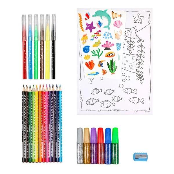 Set Colorat Keyroad Ocean KR972879 71 Piese - Aventuri Subacvatice &537;i Creativitate Nelimitat&259;Setul de colorat Keyroad Ocean KR972879 este cadoul ideal pentru micii exploratori ai adâncurilor oceanului oferind 71 de piese esen&539;iale pentru desen &537;i colorat toate ambalate într-o serviet&259; practic&259; u&537;or de transportat Transform&259;-te într-un artist cu acest set complet perfect pentru acas&259; 