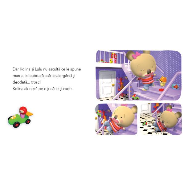 O poveste ilustrat&259; simpl&259; &537;i empatic&259; despre prima vizit&259; la spital conceput&259; special pentru cei mai mici cititoriÎn timp ce se joac&259; acas&259; Kolina alunec&259; pe o juc&259;rie &537;i cade pe sc&259;ri Se pare c&259; &537;i-a rupt bra&539;ul iar o vizit&259; la spital este inevitabil&259; De&537;i la început este speriat&259; Kolina descoper&259; c&259; medicii sunt prieteno&537;i &537;i grijulii iar totul se 