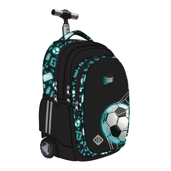 Exploreaza trollerul Majewski ST Right TB01 din colectia Neon Football perfect pentru elevii care doresc un mix de stil modern si functionalitate Acest troller este creat pentru a asigura confortul si siguranta in utilizare datorita caracteristicilor sale de topConfort si siguranta Dotat cu un maner telescopic cu buton pentru ajustare roti durabile si usor de rotit bretele moi si reglabile precum si posibilitatea de a depozita bretelele si manerul 