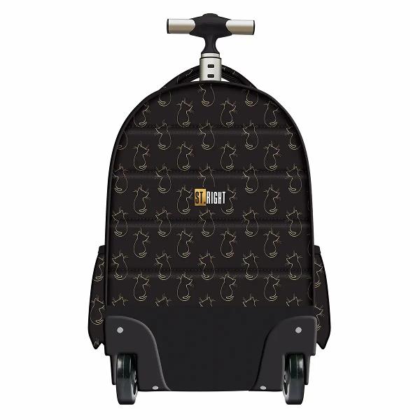 Descopera trollerul scolar Majewski ST Right TB01 din colectia Golden Cats perfect pentru cei care doresc un ghiozdan functional si stilat Acest troller combina confortul unui rucsac cu practicitatea unui troller fiind ideal pentru scoala sau calatoriiConfort si siguranta Maner telescopic cu buton de blocare si doua ajustari pentru inaltimea manerului roti durabile cu rotatie usoara si bretele moi si reglabileFunctionalitate 