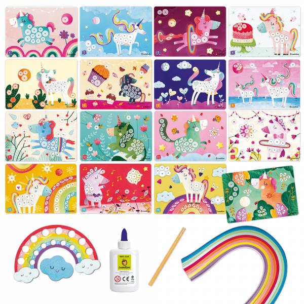 Set Creativ „Unicorni Magici” – Descoper&259; Arta Quilling-ului 5 aniAcest set creativ ofer&259; copiilor o introducere fascinant&259; în arta quilling-ului o tehnic&259; unic&259; ce implic&259; rularea &537;i lipirea fâ&537;iilor de hârtie colorat&259; pe imagini pentru a crea decora&539;iuni magice cu unicorni Conceput pentru a dezvolta abilit&259;&539;ile creative ale copiilor setul con&539;ine toate 
