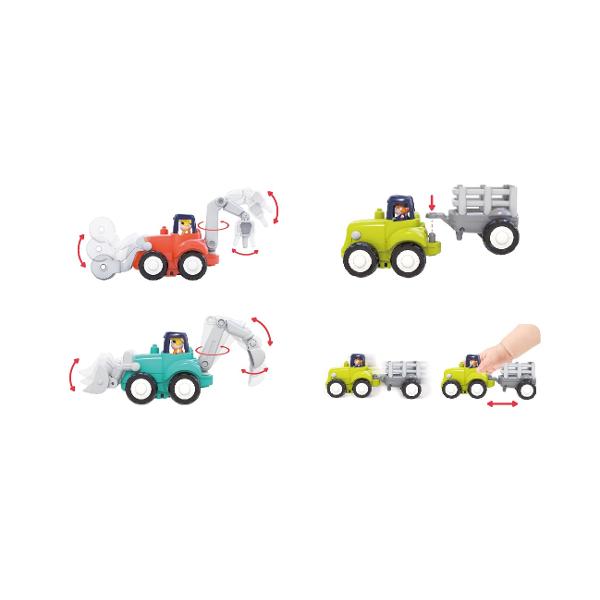 Masinuta de constructii cu frictiune Masinuta prezinta parti articulate care se misca Sunt atat de colorate si frumoase incat orice copilas va dori neaparat sa aiba cel putin una Dispunand de o tractiune pe 4 roti si un mecanism puternic de frecare aceste masinute se pot deplasa cu usurinta inainte cu viteza si distanta mai mare acest lucru asigura o experienta autentica si palpitanta pentru micutul tau Jocul cu masinutele dezvolta creativitatea si perceptia influenteaza pozitiv procesul 