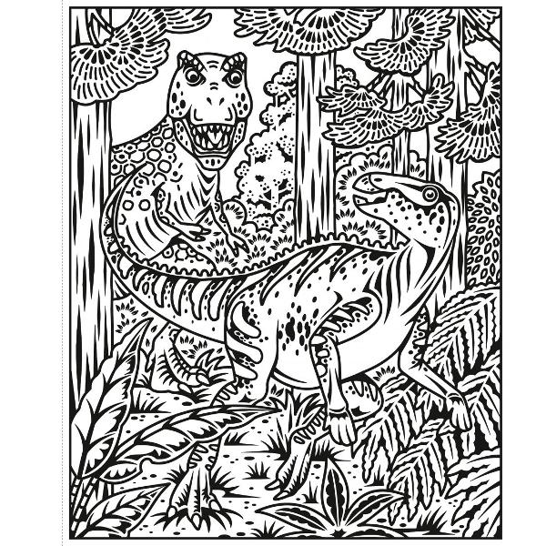 Packed with action scenes of T Rexes hunting eating nesting and sleeping among primeval forests scalding deserts and erupting volcanoes Use the brush provided to sweep water over the designs and vibrant colours magically appear A mess-free way to keep children busy perfect for travel Simply tuck the waterproof back flap under each page as its painted to stop water from seeping through to the rest of the book