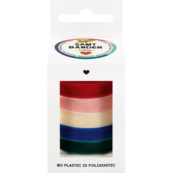Set Panglici Catifea 5 Culori 10 mm x 2 m Clasic Folia F12142