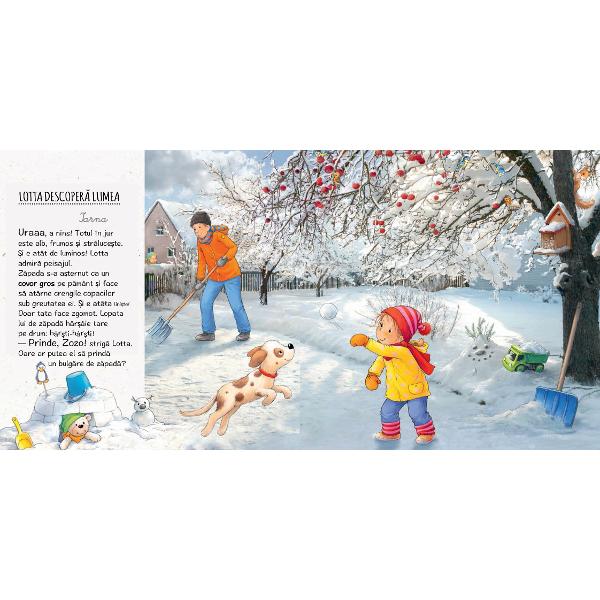 &bdquo;Lotta descoper&259; anotimpurile&rdquo; este o colec&539;ie de patru c&259;rticele interactive &ndash; Iarna Prim&259;vara Vara &537;i Toamna &ndash; reunite &icirc;ntr-un pachet atractiv pentru cei mici Fiecare volum o urm&259;re&537;te pe Lotta &icirc;n aventuri pline de bucurie &537;i descoperiri &icirc;n natur&259; &icirc;n familie &537;i al&259;turi de animalele &icirc;nt&acirc;lnite pe parcursPrin ilustra&539;iile vii &537;i textele simple copiii sunt 