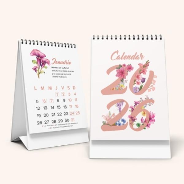 Calendar inspira&539;ional 2026 cu citateFormat de birou 10x16cmFil&259; de 170gmp 13 file color prindere cu arc